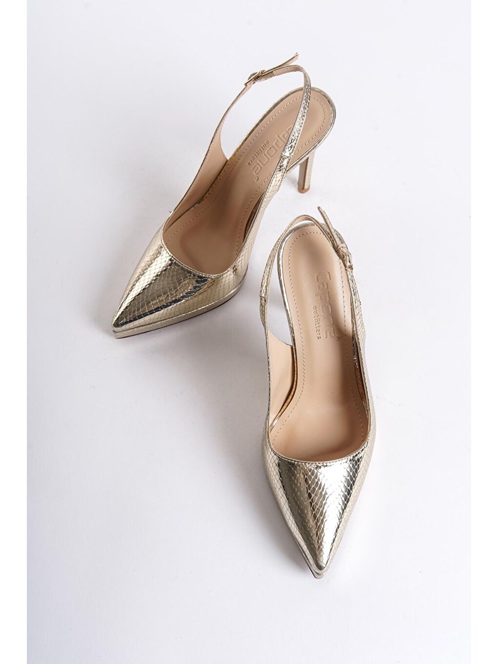 Sarı Arkası Açık Sivri Burunlu Yüksek Topuklu  Platform  Kadın Ayakkabı-1