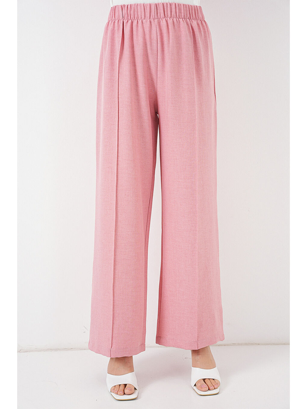 Pembe Kadın Keten Kimono İkili Takım 6727 - Gül Kurusu-4