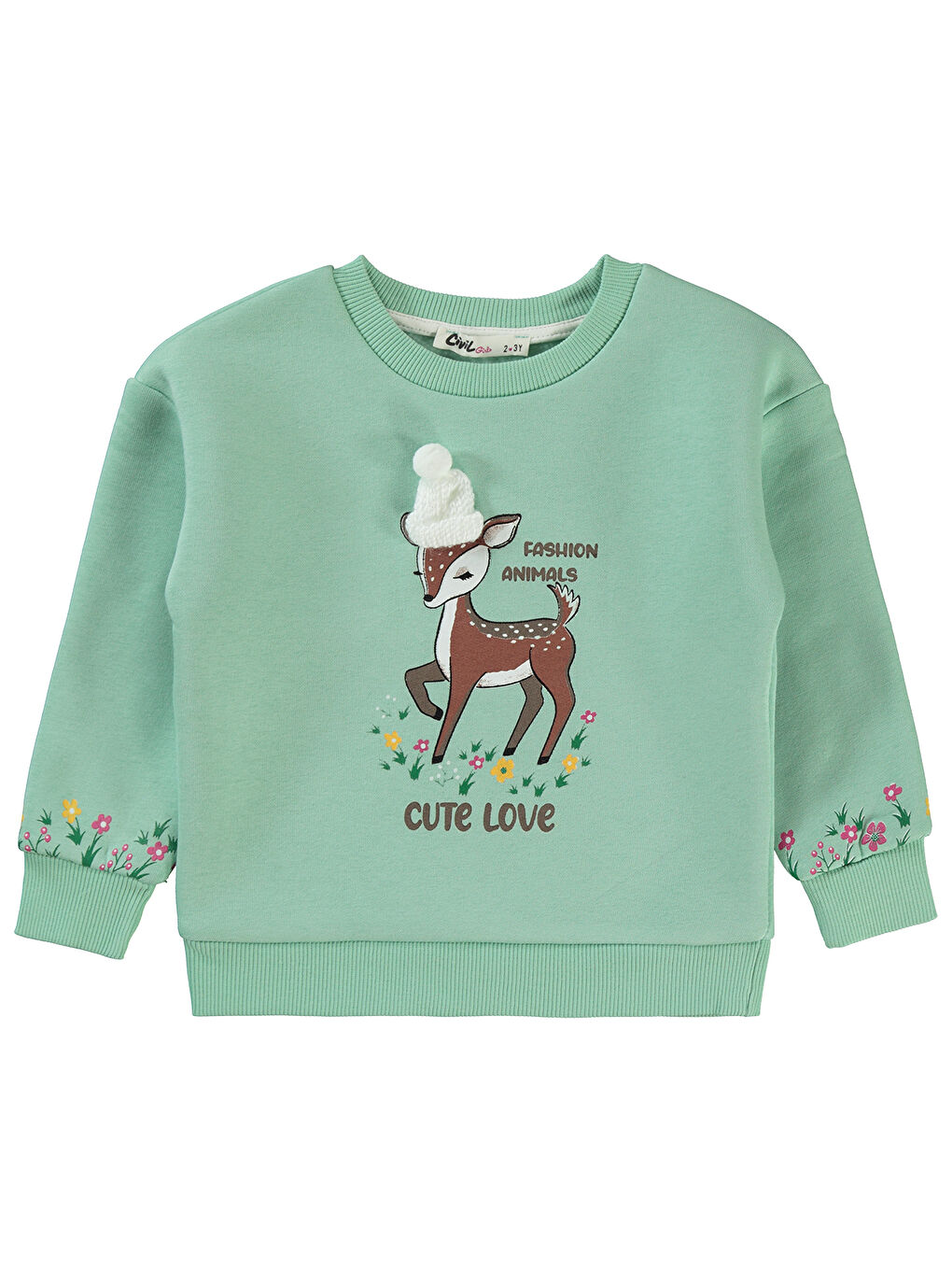 Civil Su Yeşili Girls Kız Çocuk Sweatshirt 2-5 Yaş Su Yeşili