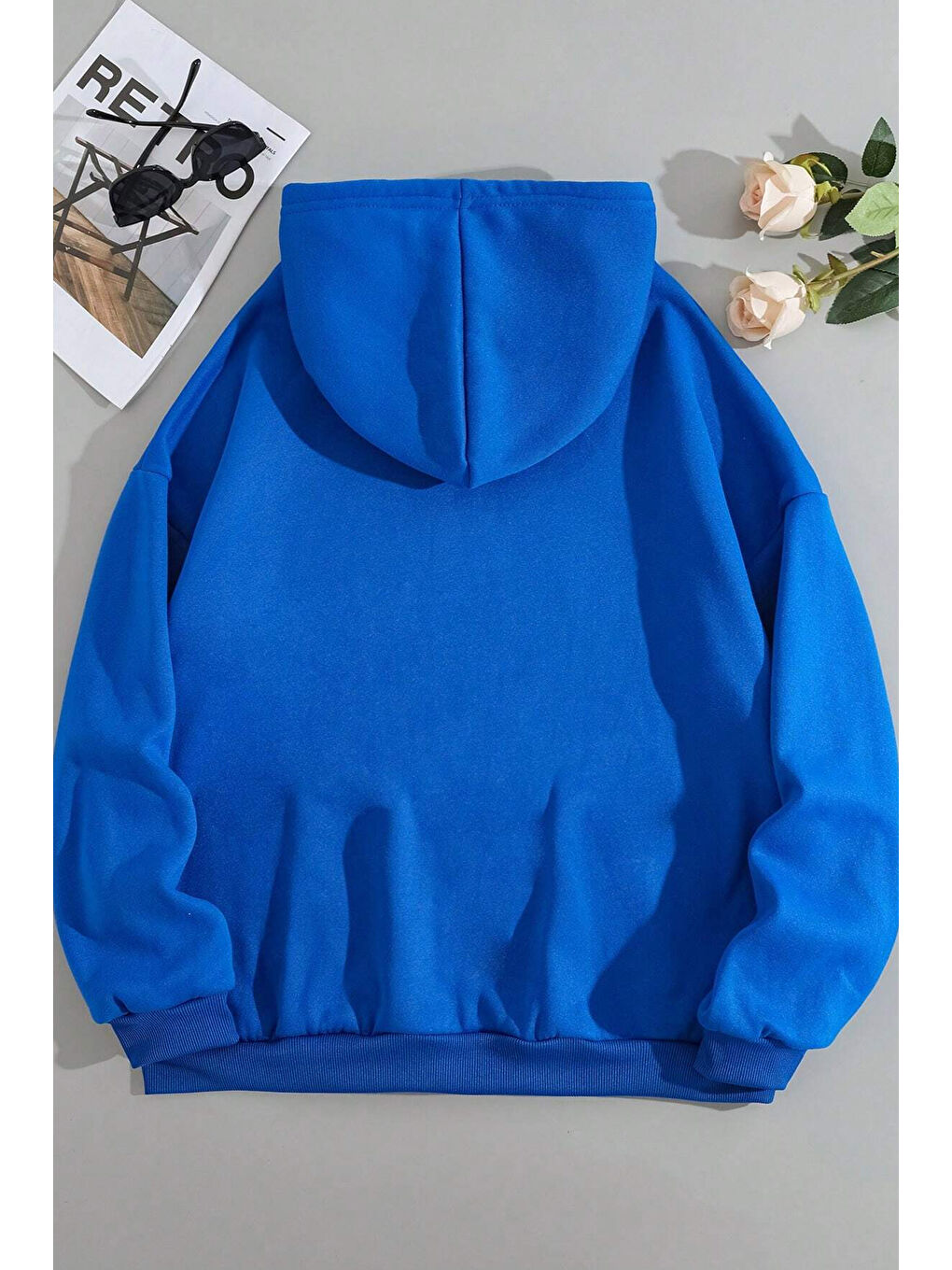 uyguntarz Mavi Unisex Minimal line drawing Baskılı Sweatshirt - 1