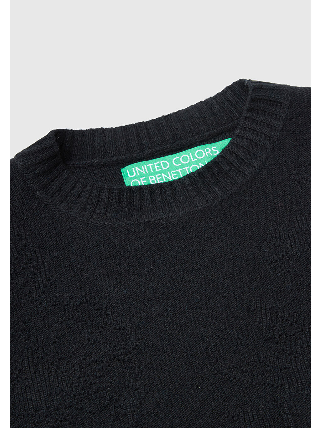 Kadın Siyah Kaşmir ve Yün Karışımlı Baskılı Bisiklet Yaka Kazak-5