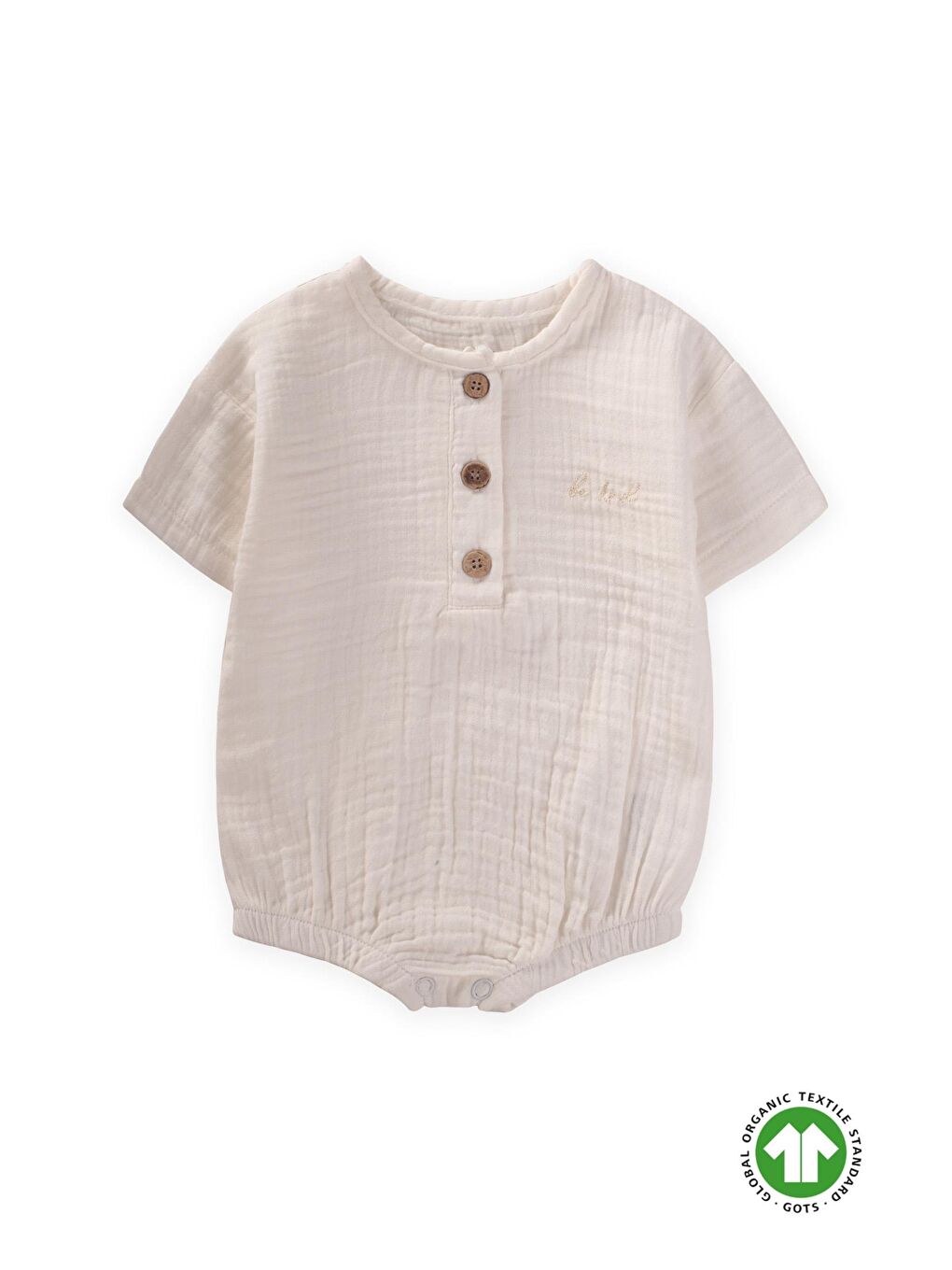 Ekru Kız Çocuk Müslin Çıtçıtlı Body