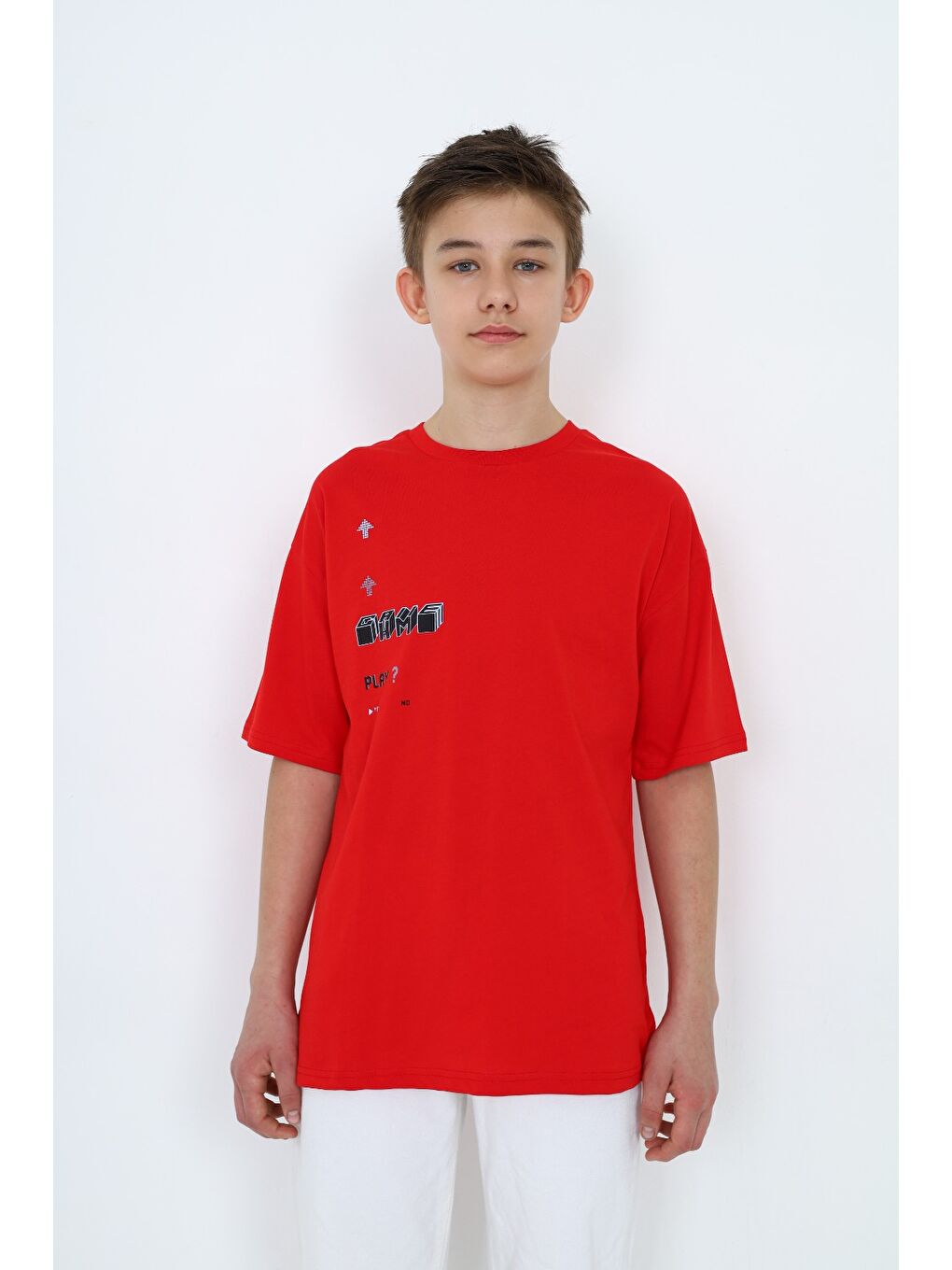 Kırmızı Erkek Çocuk Baskılı Tişört-1