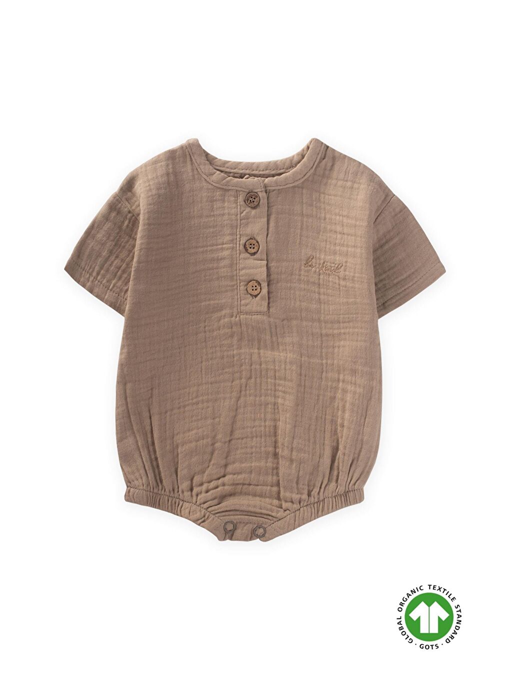 Bej Erkek Çocuk Müslin Çıtçıtlı Body