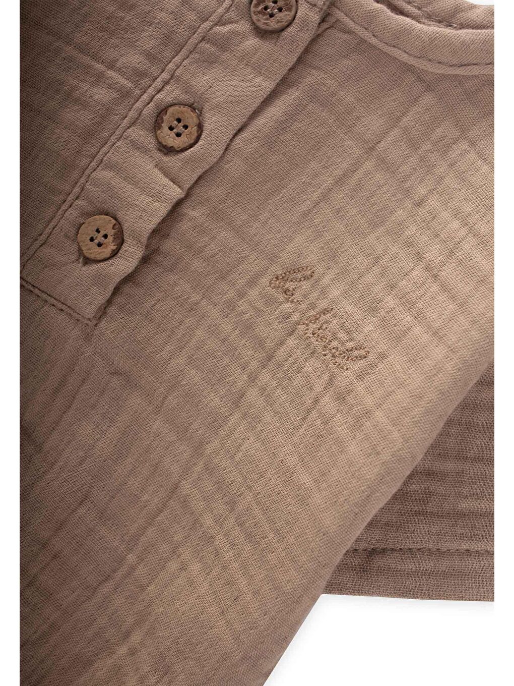 Bej Erkek Çocuk Müslin Çıtçıtlı Body-2