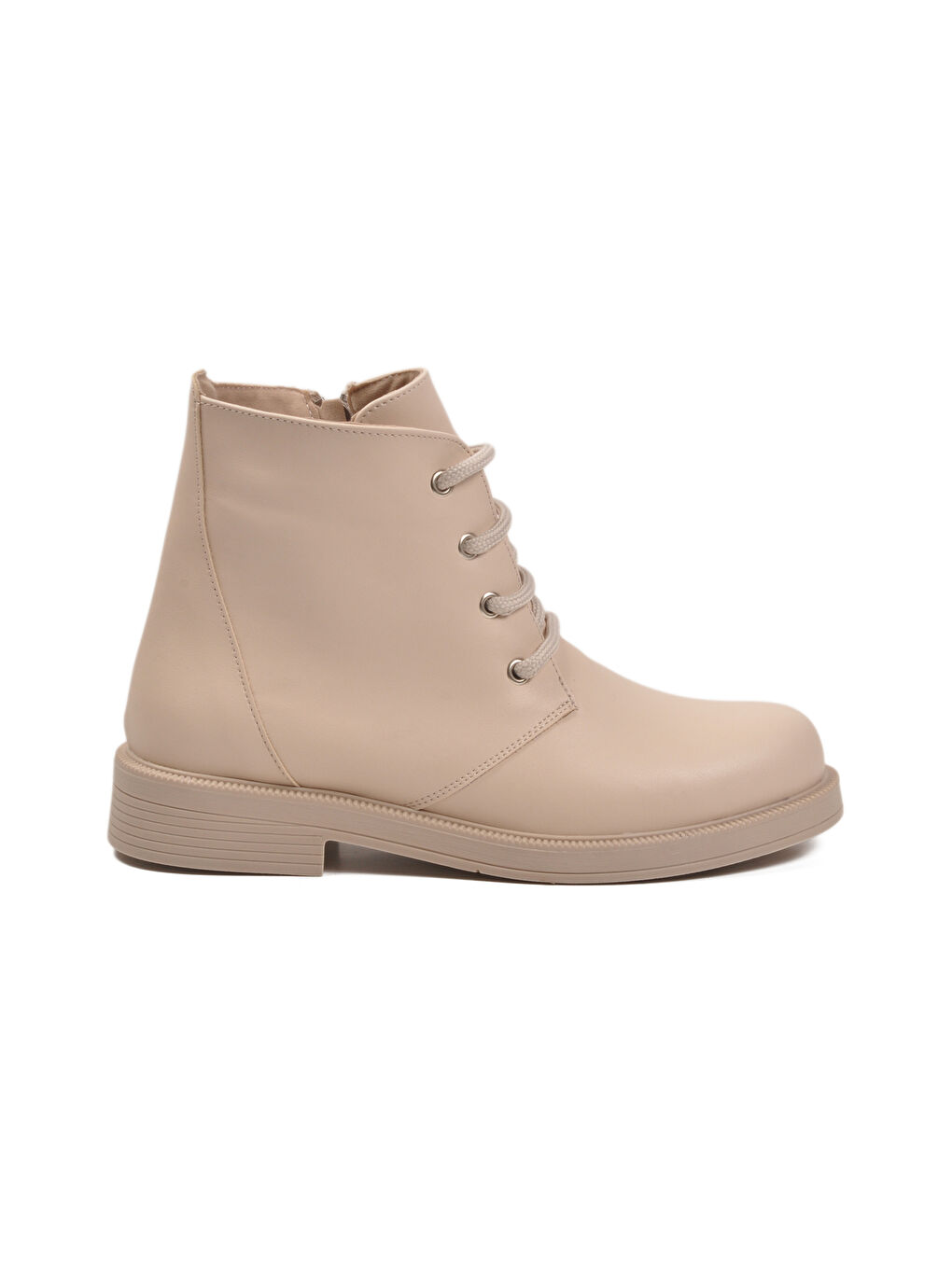 Bej Cilt Bağcıklı Fermuarlı Kaymaz Kadın Bot 284098 Z-1