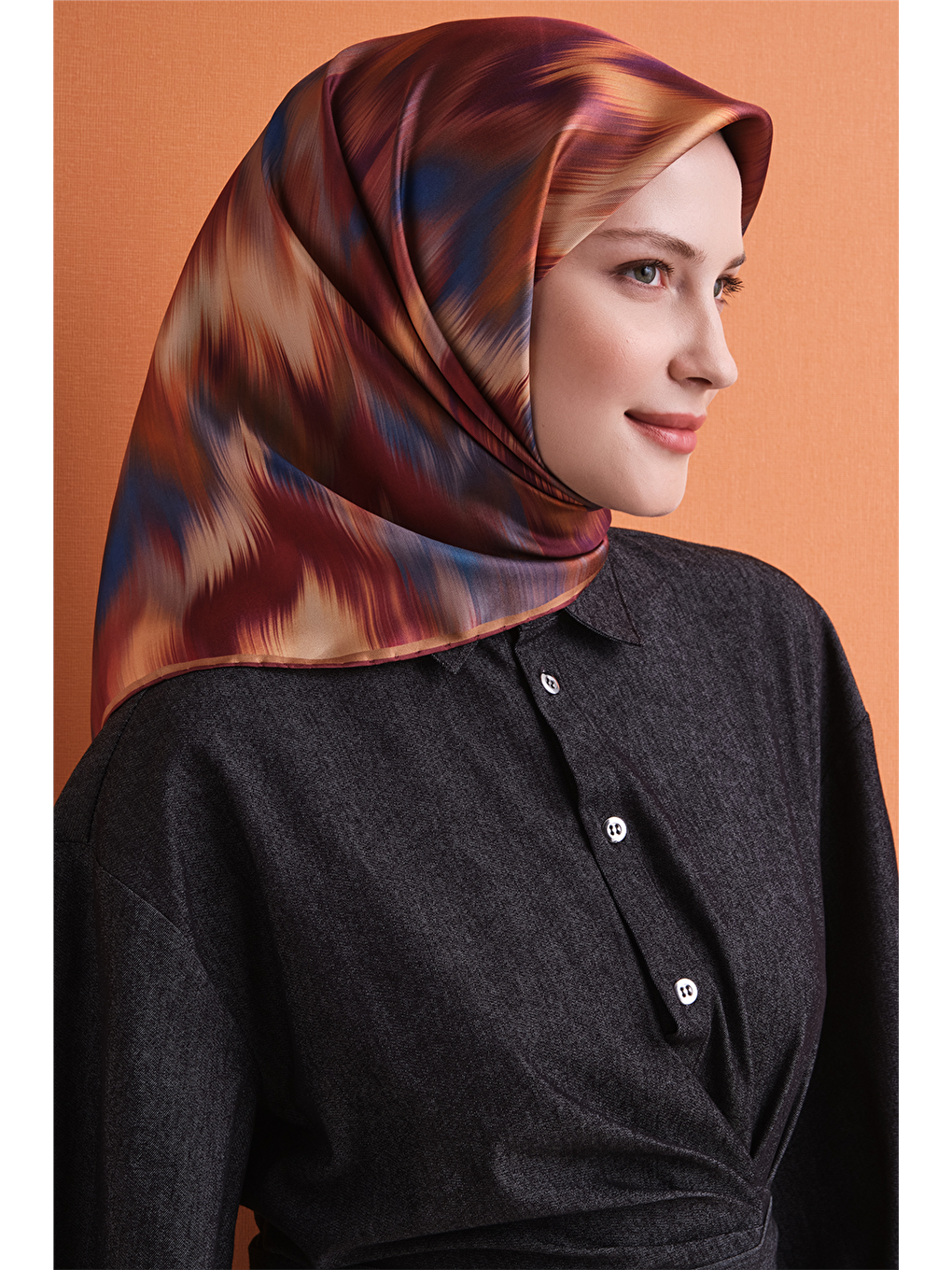 Turuncu Saf İpek Twill Eşarp 9605d 85-3