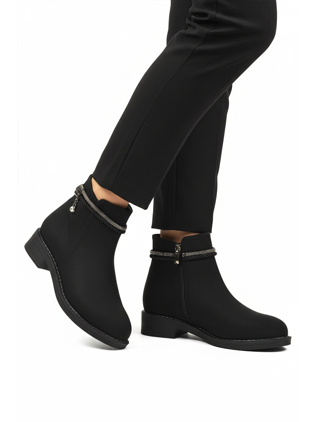 Bordo Siyah Zümrüt Fermuarlı Kaymaz Bot 325126 Z