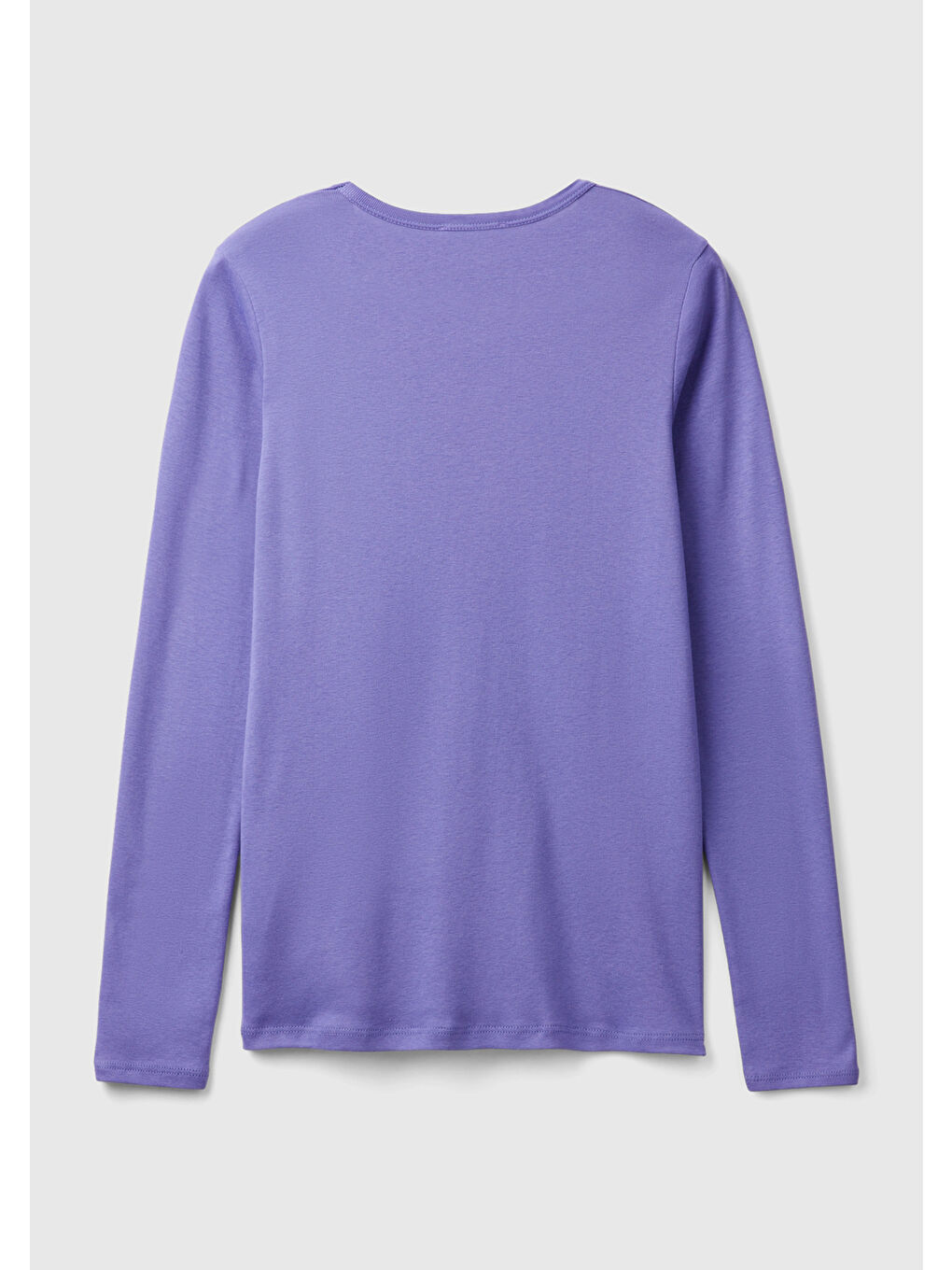 Kadın Mor 100 Pamuk Bisiklet Yaka Benetton Yazılı Uzun Kollu T Shirt-3