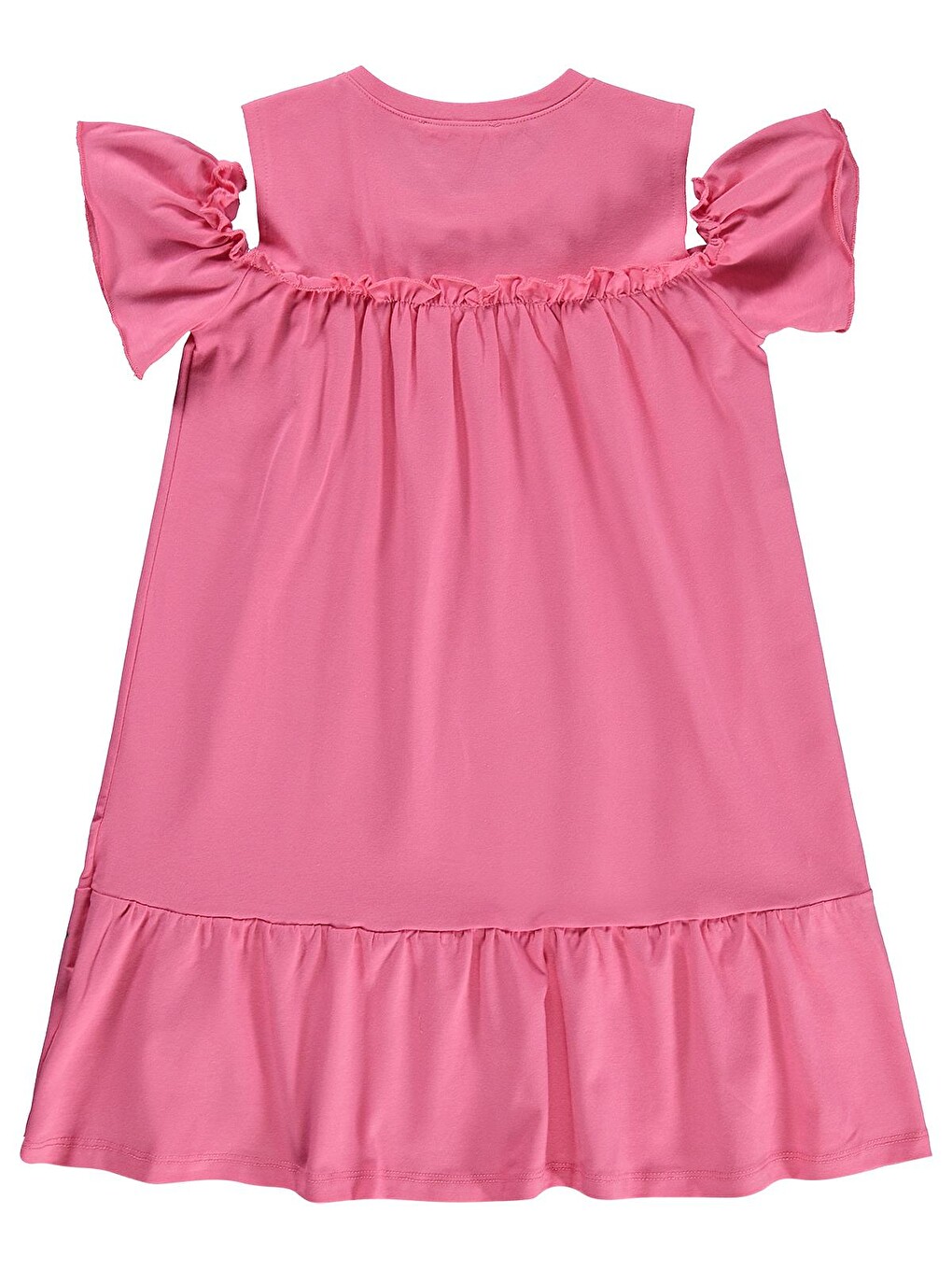 Girls Çilek Desenli 6-9 Yaş Elbise - Pembe-1