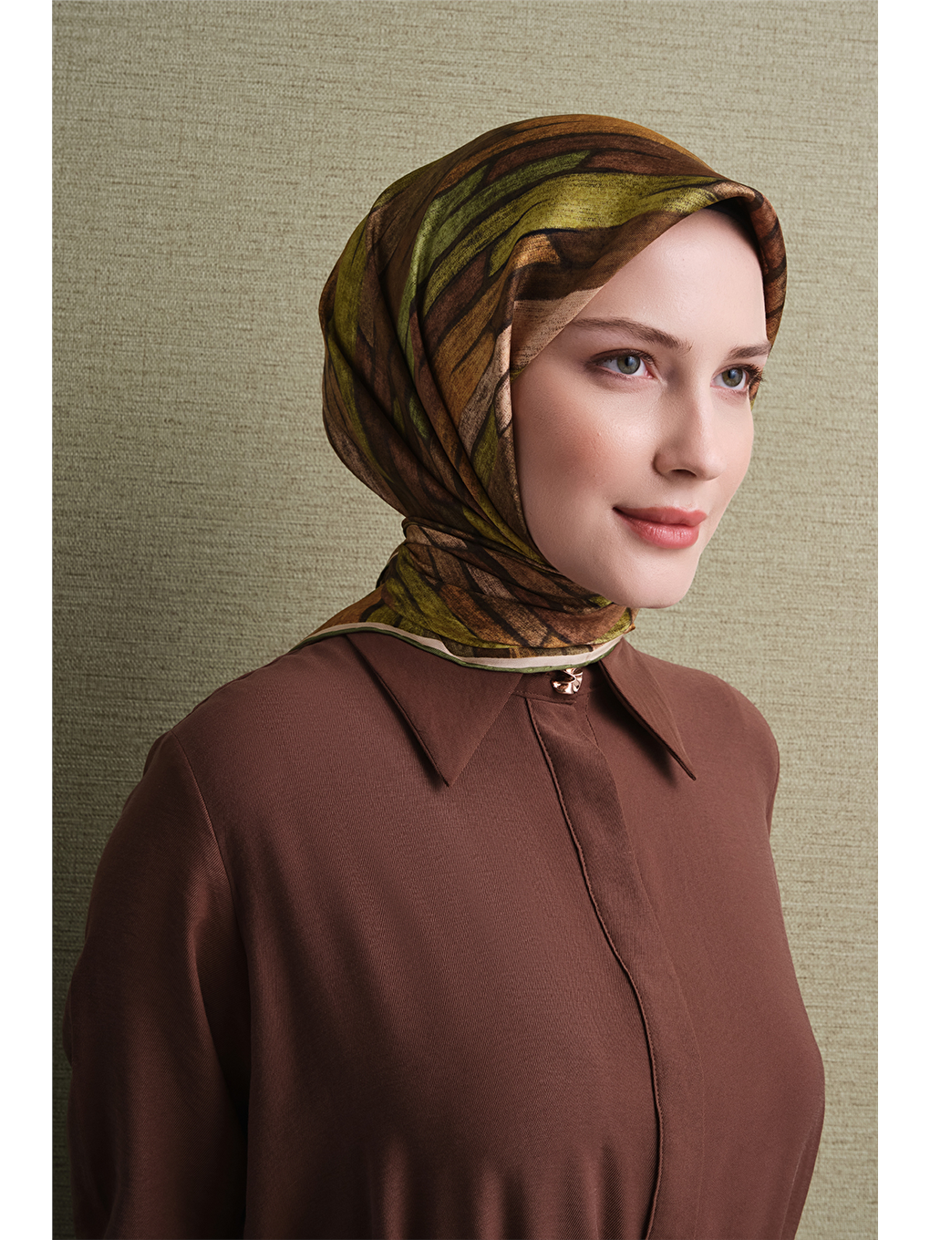 Yeşil Saf İpek Twill Eşarp 9612d 31-1