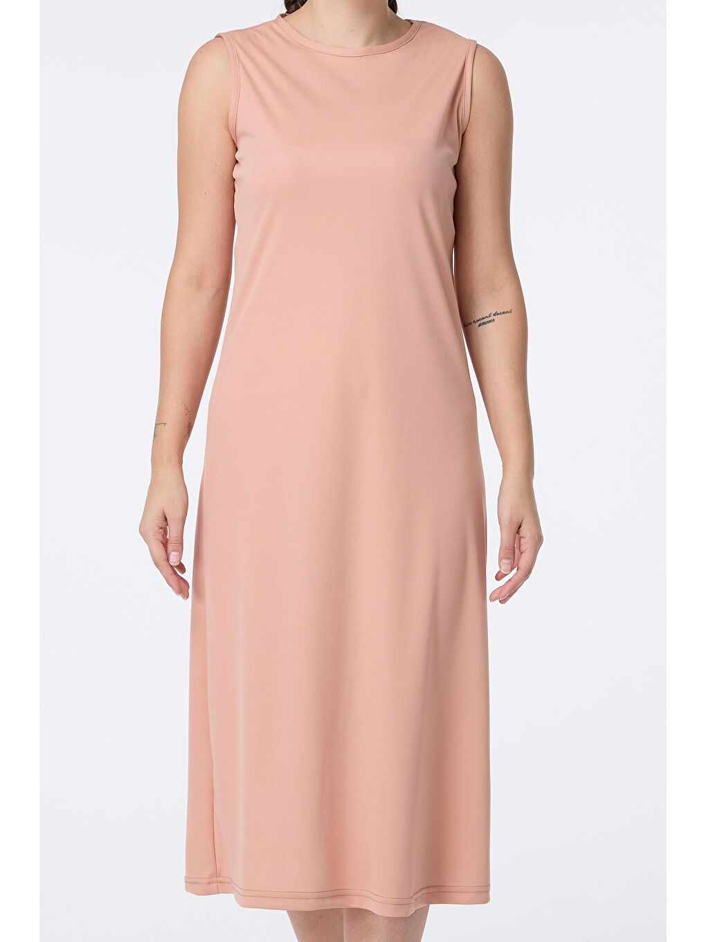 Bisiklet Yaka Kadın Pembe Elbise - 13013-5