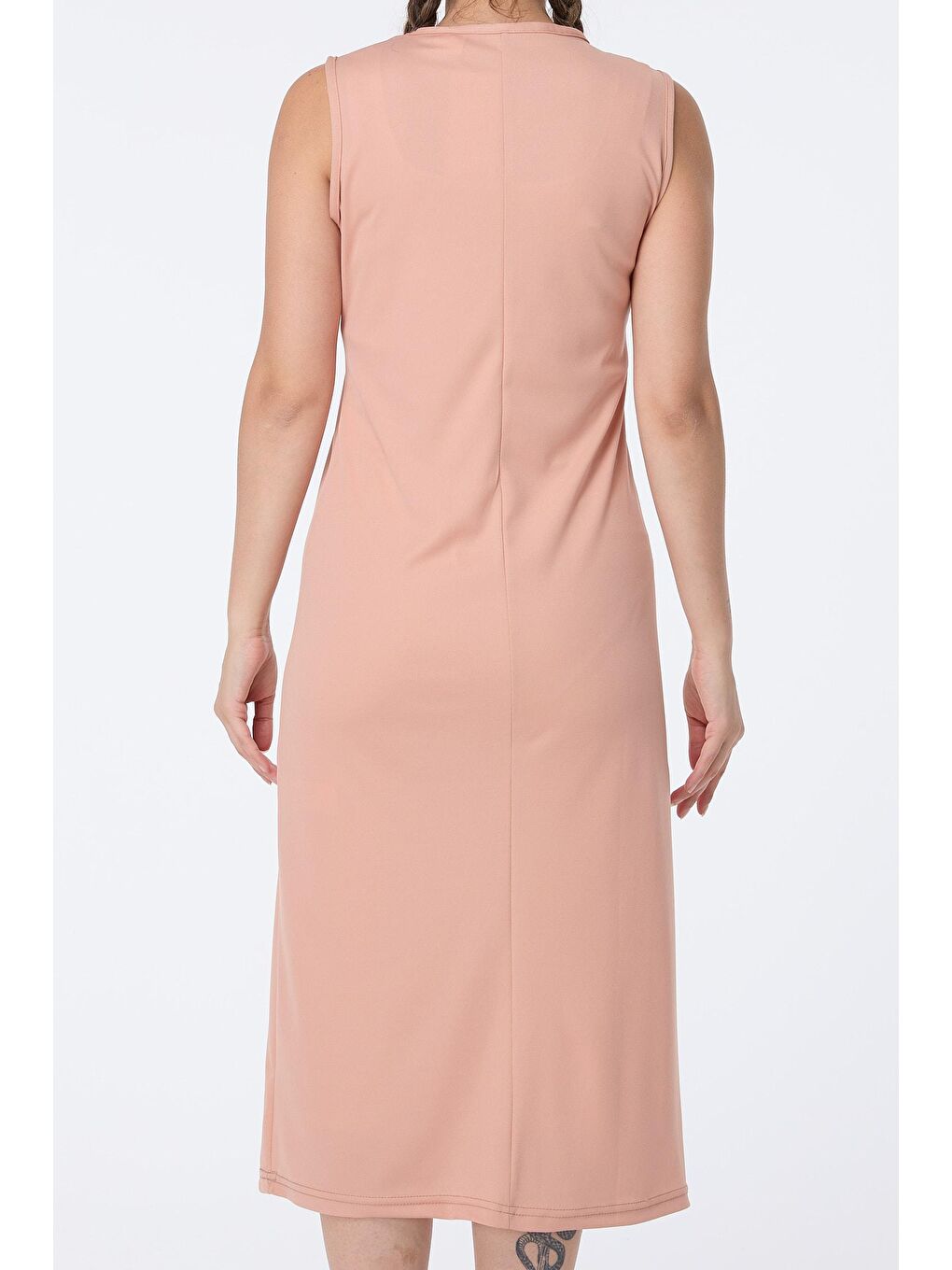 Bisiklet Yaka Kadın Pembe Elbise - 13013-6