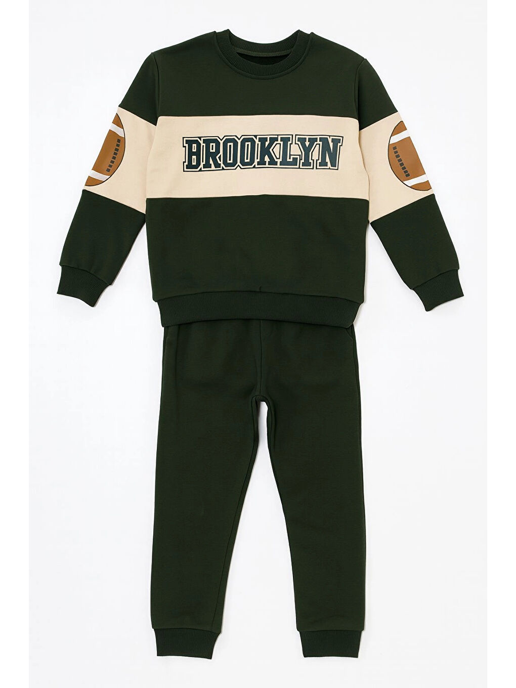 Haki Brooklyn Baskılı Erkek Çocuk Takım 20408-1