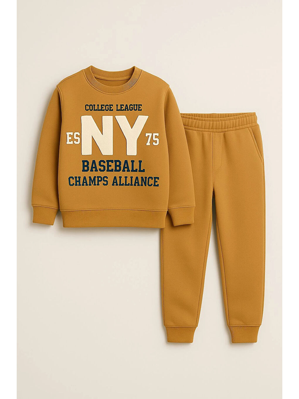 Kahverengi Ny Baskılı Erkek Çocuk Takım 20405-1