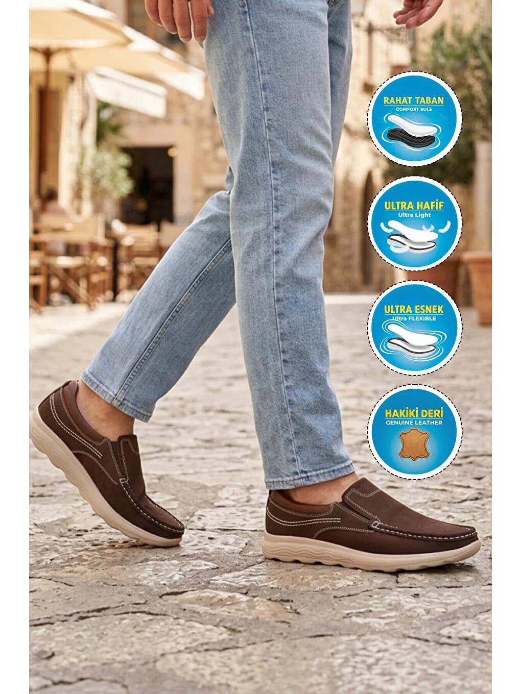 Kahverengi Premium Kahve Nubuk Hakiki Deri Anatomik Erkek Casual Ayakkabı 2406 M-2