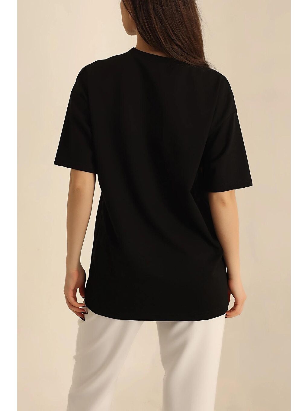 Siyah Nakış Detay İki İplik T-Shirt-2