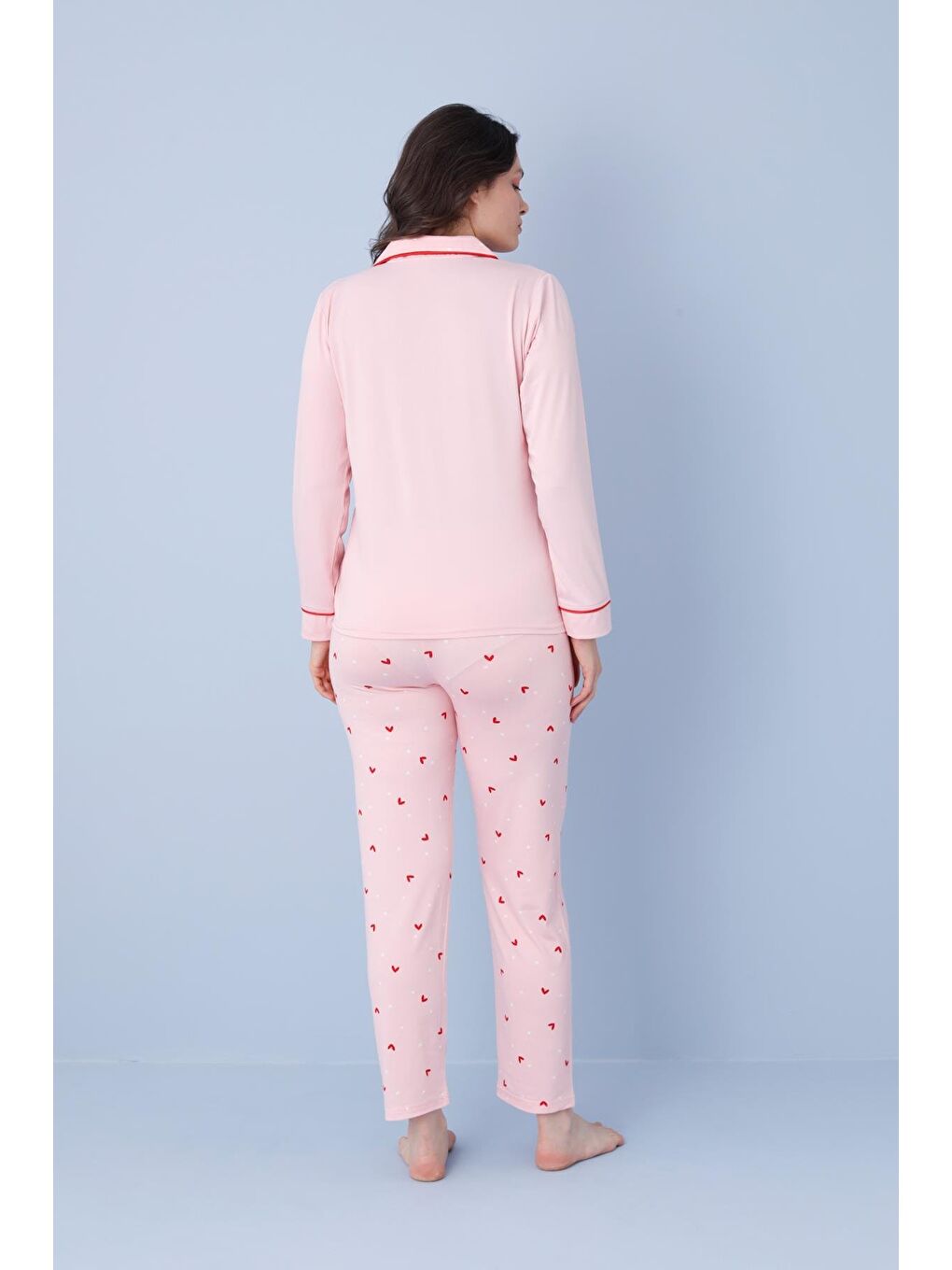 Pembe Kadın Milan Genç Önden Düğmeli Pijama Takımı | Somon 50904-119-3