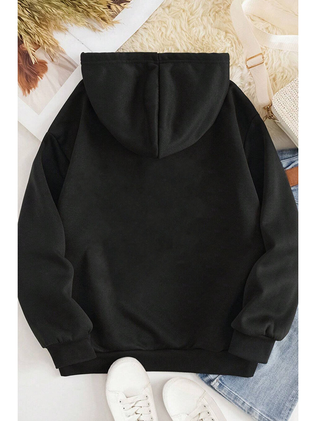 uyguntarz Açık Antrasit Fermuarlı Kapüşonlu Unisex Sweatshirt - 1