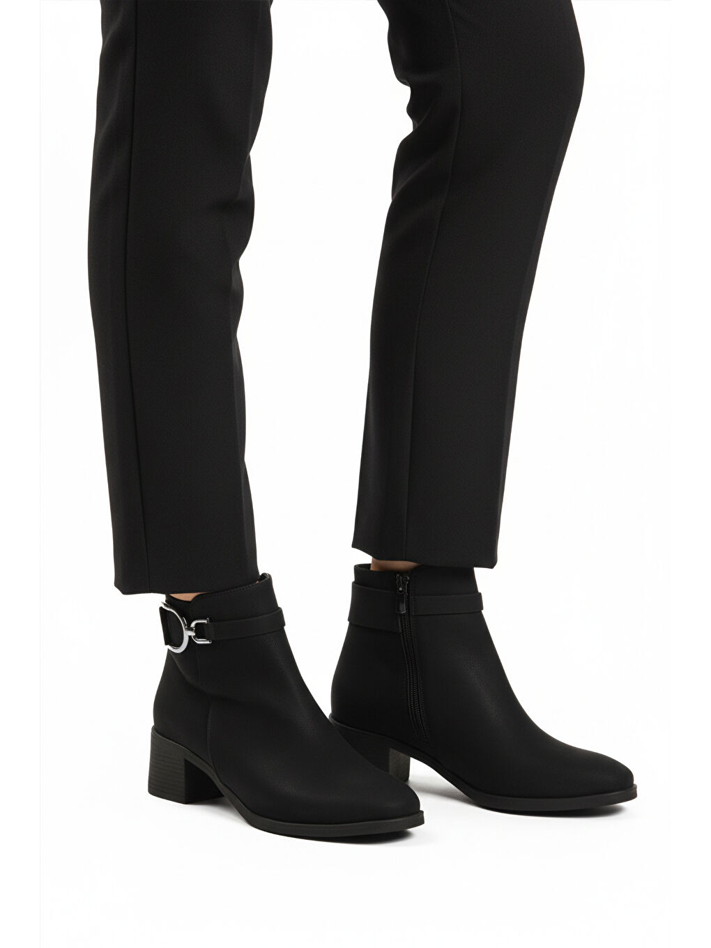 Bordo Siyah Zümrüt Fermuarlı Kaymaz Polarlı Kadın Topuklu Bot 417637 Z