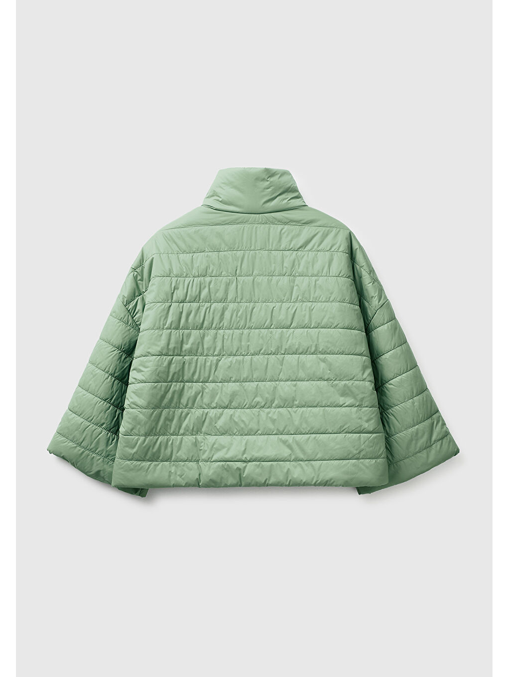 Kadın Haki Biyeli Cepli Fermuarlı Yüksek Yaka Ceket-2