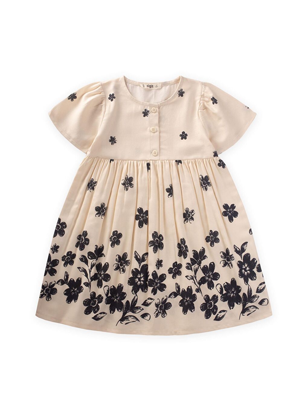 Siyah Kız Çocuk Desenli Elbise