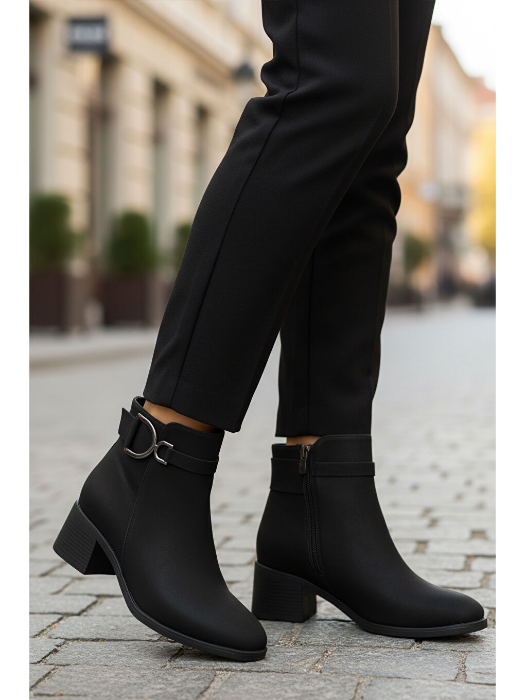 Bordo Siyah Zümrüt Fermuarlı Kaymaz Polarlı Kadın Topuklu Bot 417637 Z-2