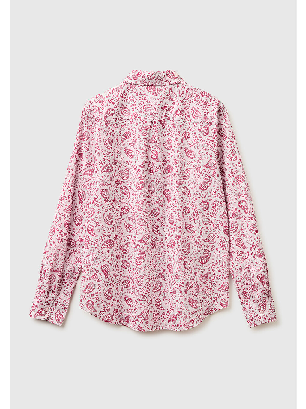 Kadın Pembe %100 Pamuk Desenli  Regular Fit Gömlek-1