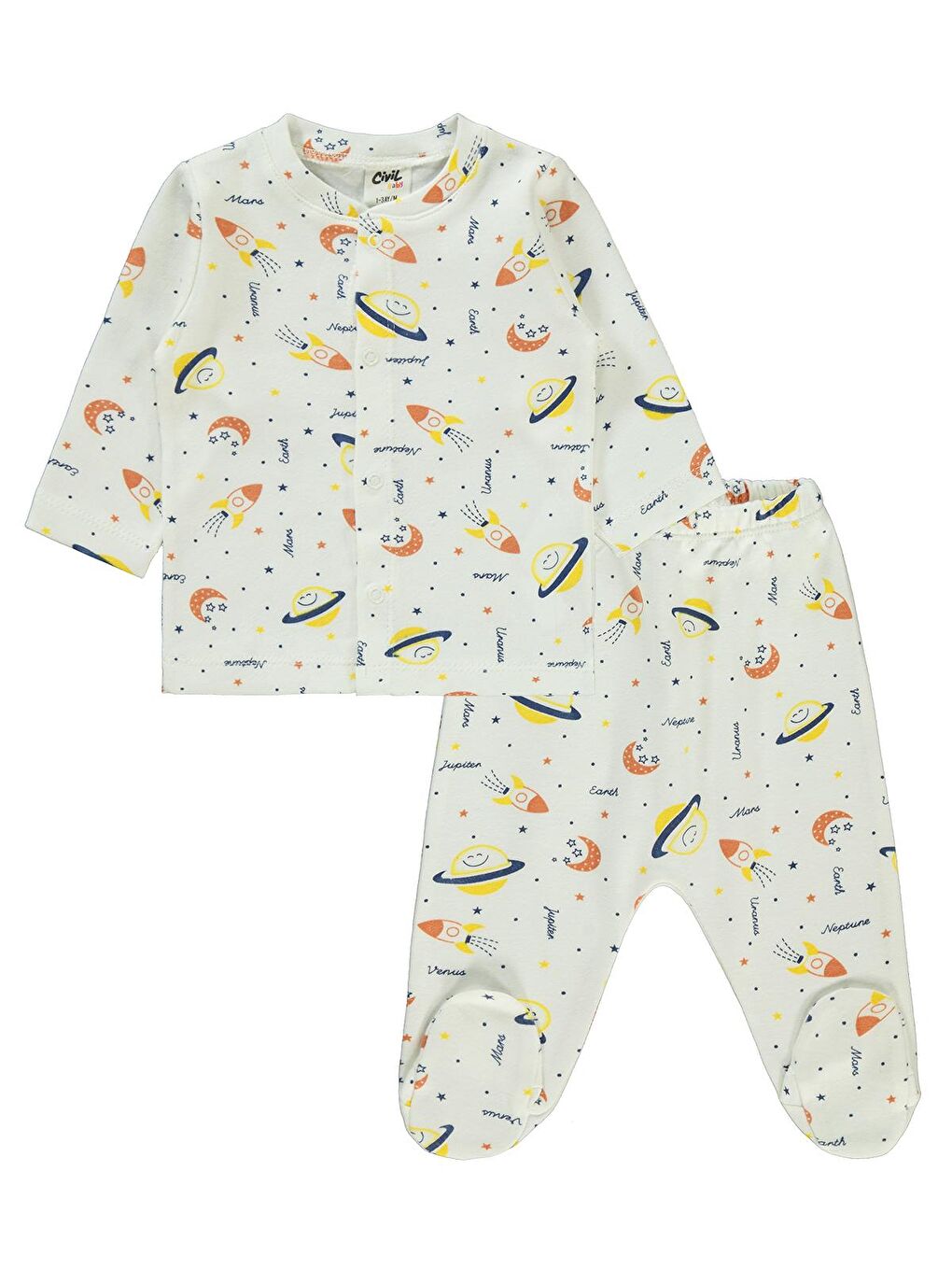 Civil Turuncu Baby Erkek Bebek Pijama Takımı 1-6 Ay Turuncu