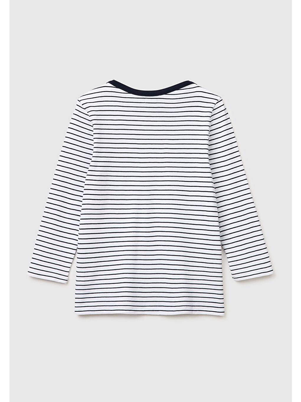 Kadın Mavi %100 Pamuk Çizgili Kayık Yaka Sweatshirt-1