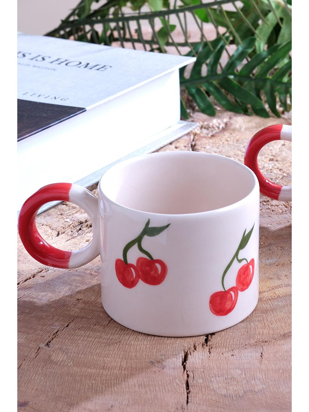 Znp Home Beyaz Strawberry | 2 Adet Seramik Kupa Fincan Bardak Mug Seramik Double Türk Kahve Fincanı - 1