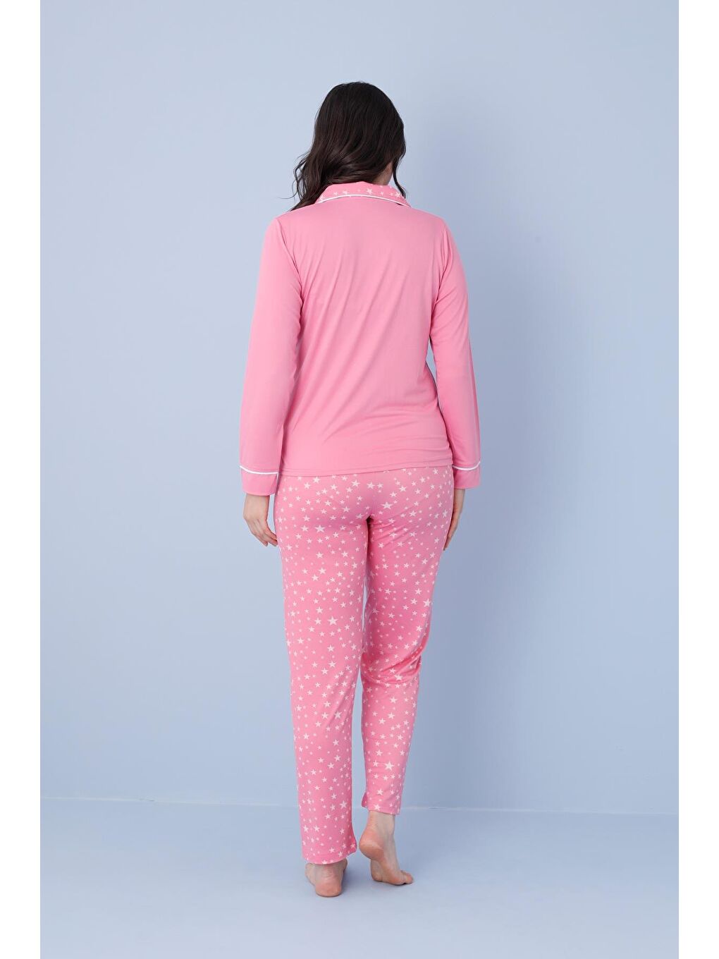 Kadın Milan Genç Önden Düğmeli Pijama Takımı | Koyu Pembe 50904-1190-2