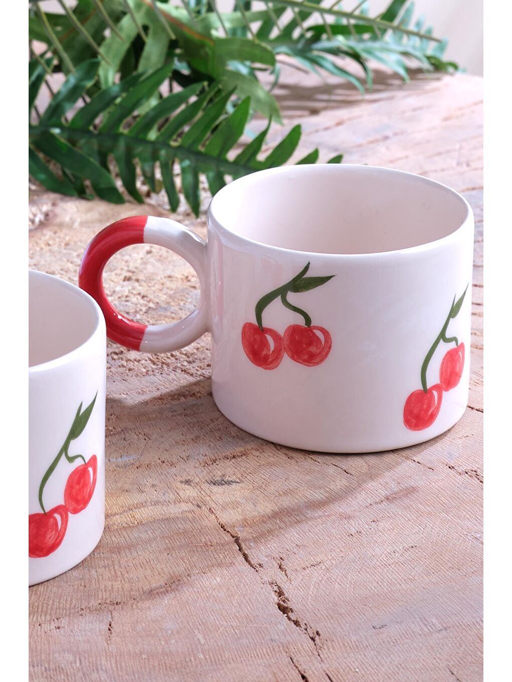 Znp Home Beyaz Strawberry | 2 Adet Seramik Kupa Fincan Bardak Mug Seramik Double Türk Kahve Fincanı - 2