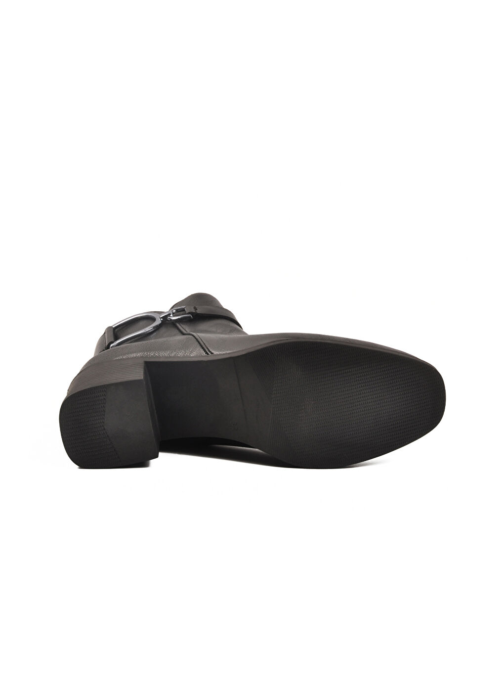 Siyah Cilt Fermuarlı Kaymaz Polarlı Kadın Topuklu Bot 417637 Z-4