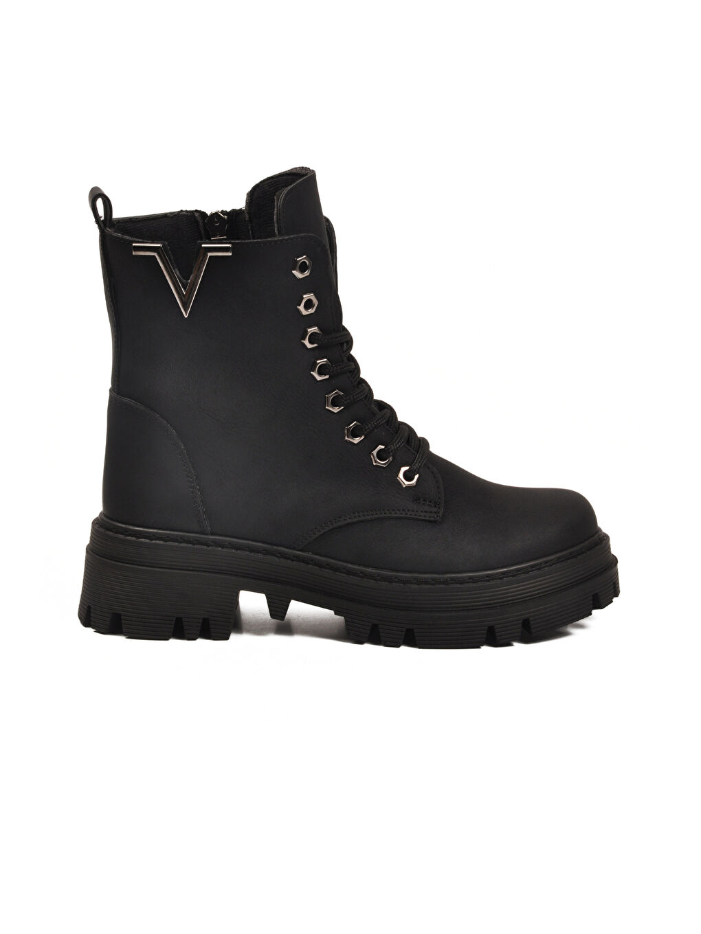 Bordo Siyah Zümrüt Bağcıklı Fermuarlı Kaymaz Kadın Bot 514531 Z-1