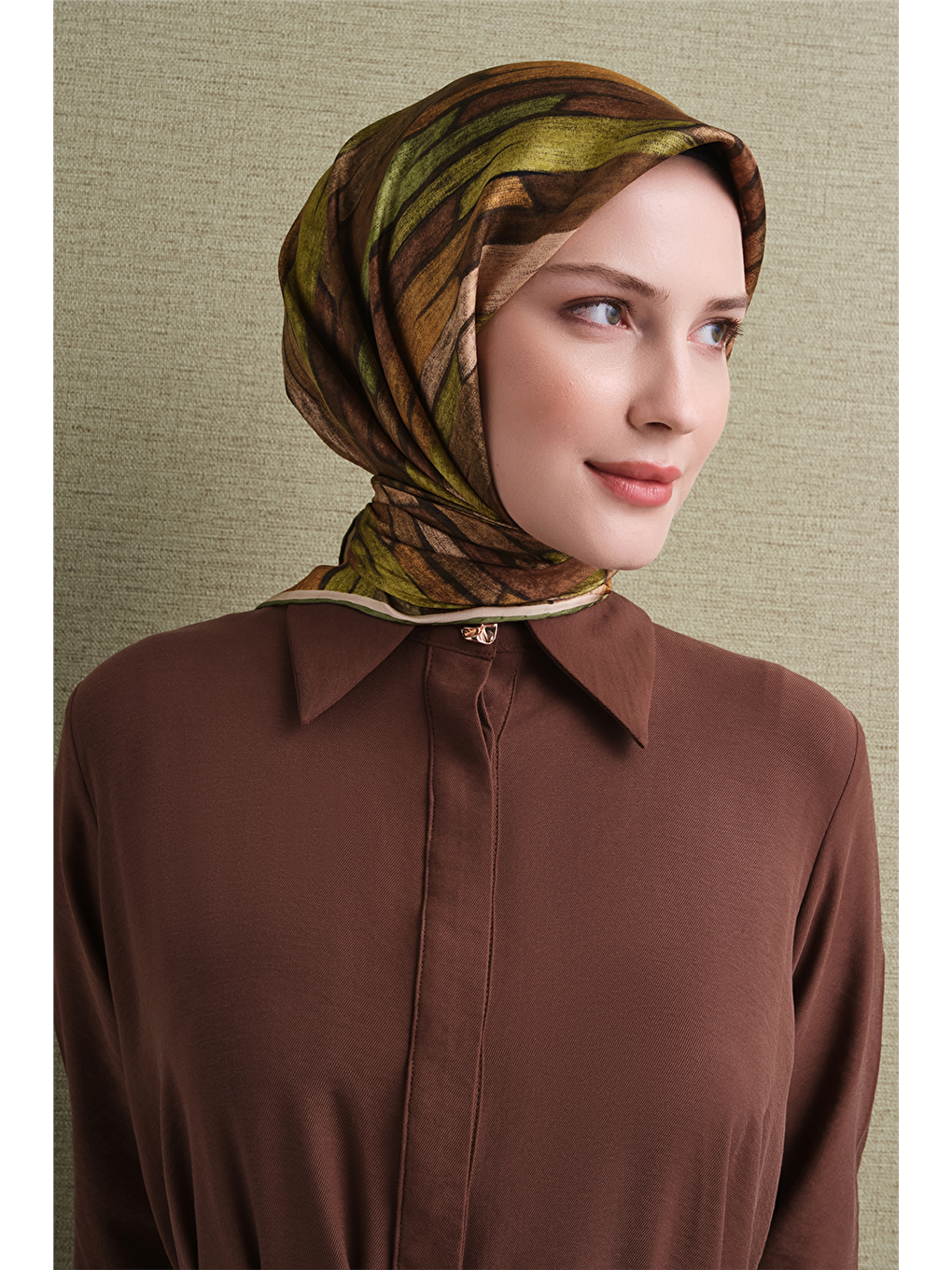 Yeşil Saf İpek Twill Eşarp 9612d 31-2