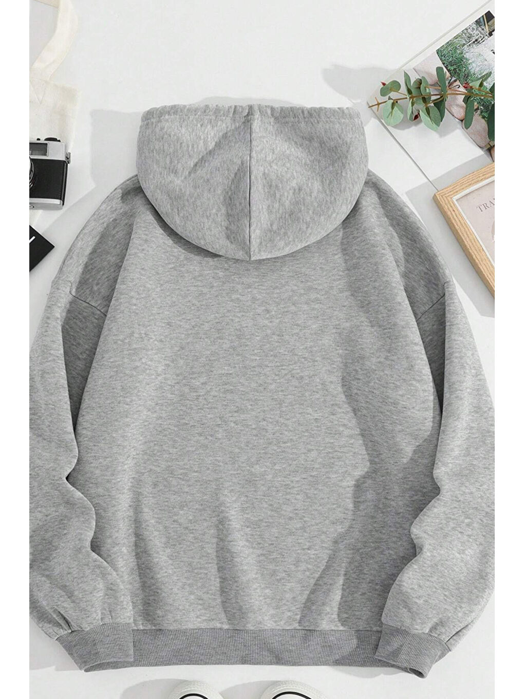 uyguntarz Gri Unisex Malıbu Baskılı Oversize Sweatshirt - 1