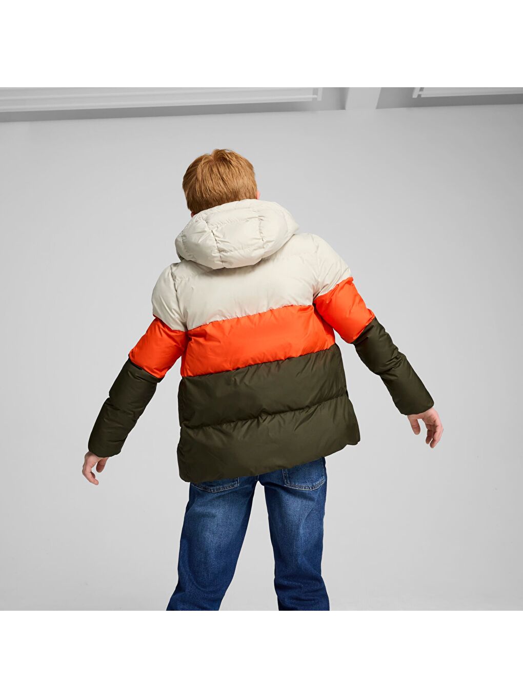 Yeşil Poly Genç Kapüşonlu Şişme Mont-1