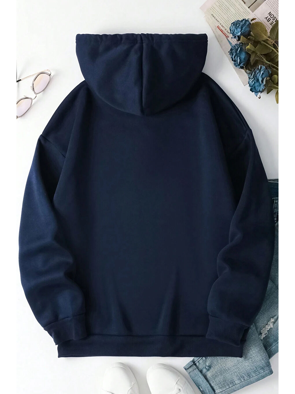 uyguntarz Lacivert Unisex Malıbu Baskılı Oversize Sweatshirt - 1