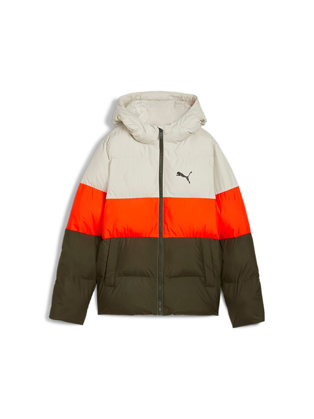 Yeşil Poly Genç Kapüşonlu Şişme Mont-4