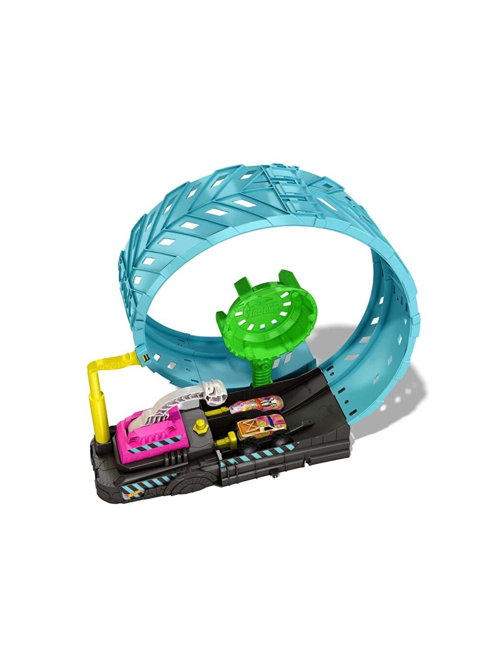 Hot Wheels Beyaz-Renklibaskı Monster Trucks Karanlıkta Parlayan Çemberde Yarış Seti HBN02 - 2