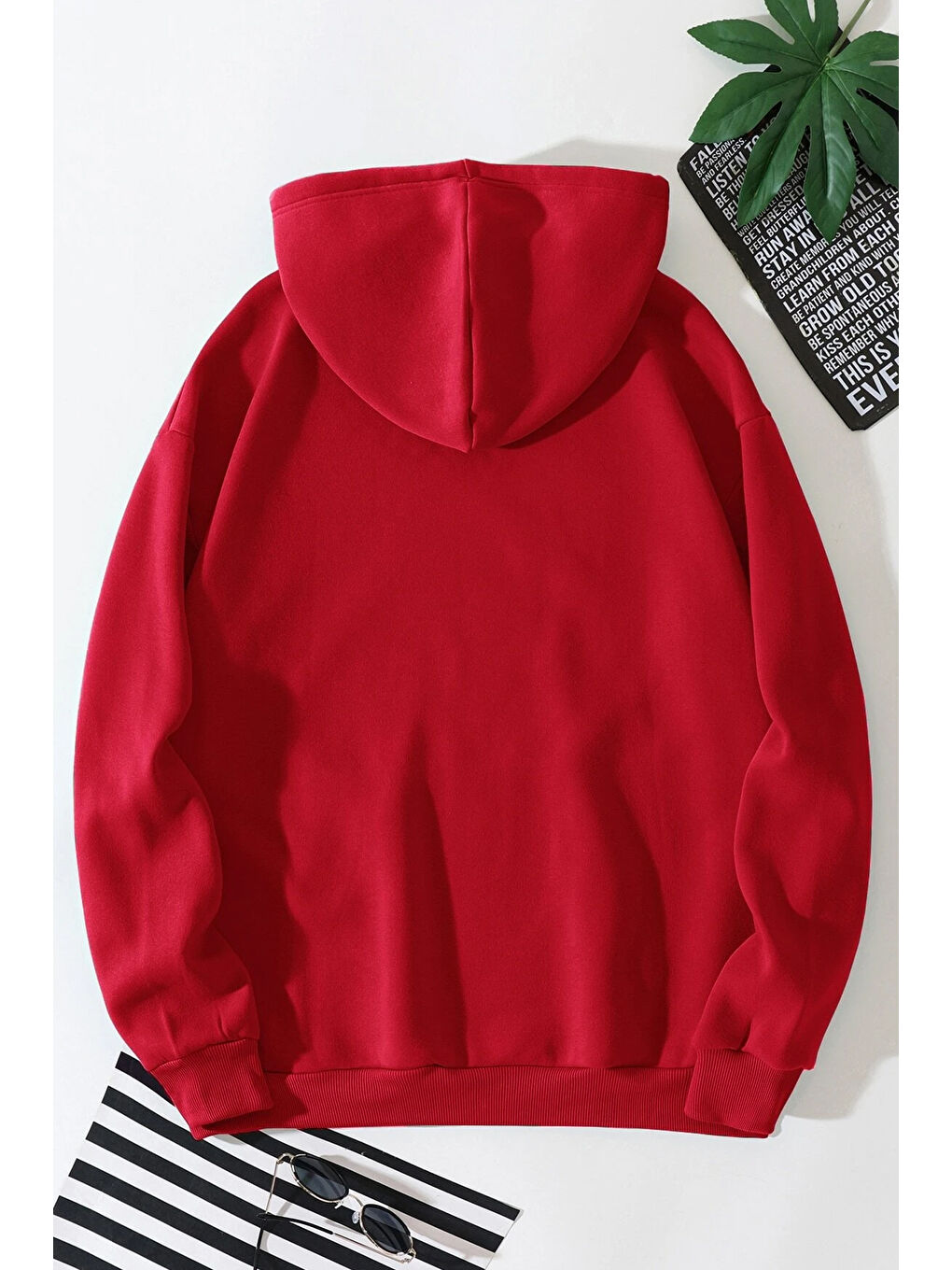 uyguntarz Kırmızı Unisex Malıbu Baskılı Oversize Sweatshirt - 1