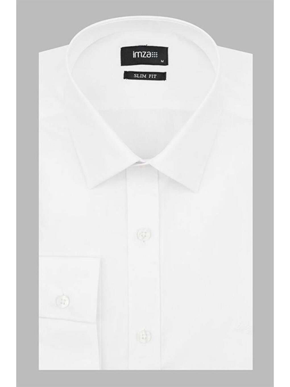 Beyaz Uzun Kollu Bez Ayağı Sert Yaka Cepsiz Pamuklu Basic Slim Fit Dar Kesim Gömlek 1004230057