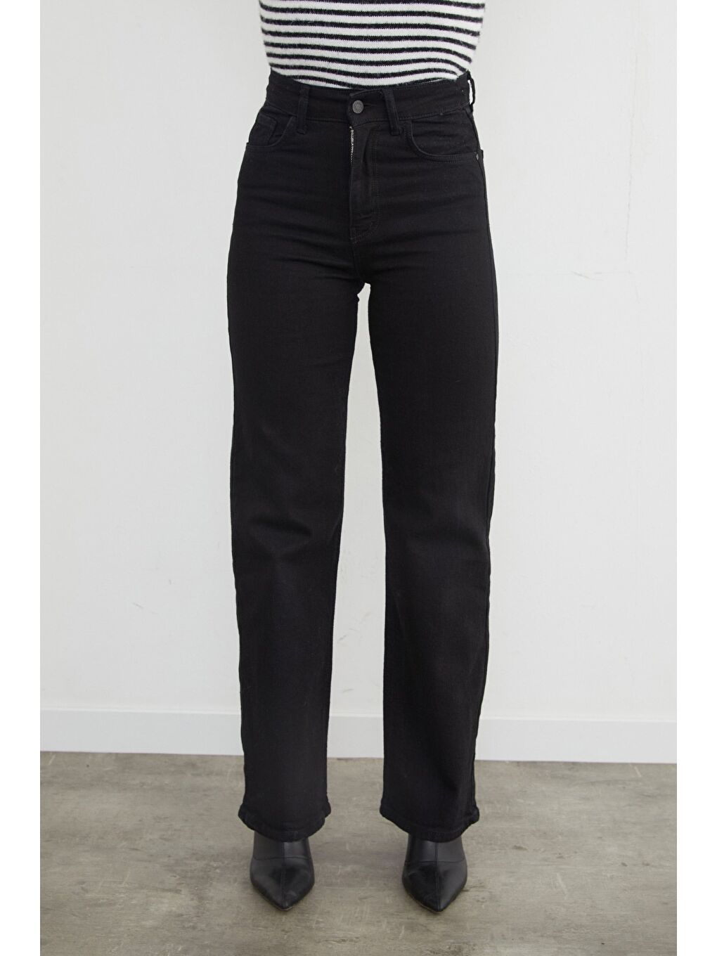 Siyah Elastanlı Palazzo Jean-2