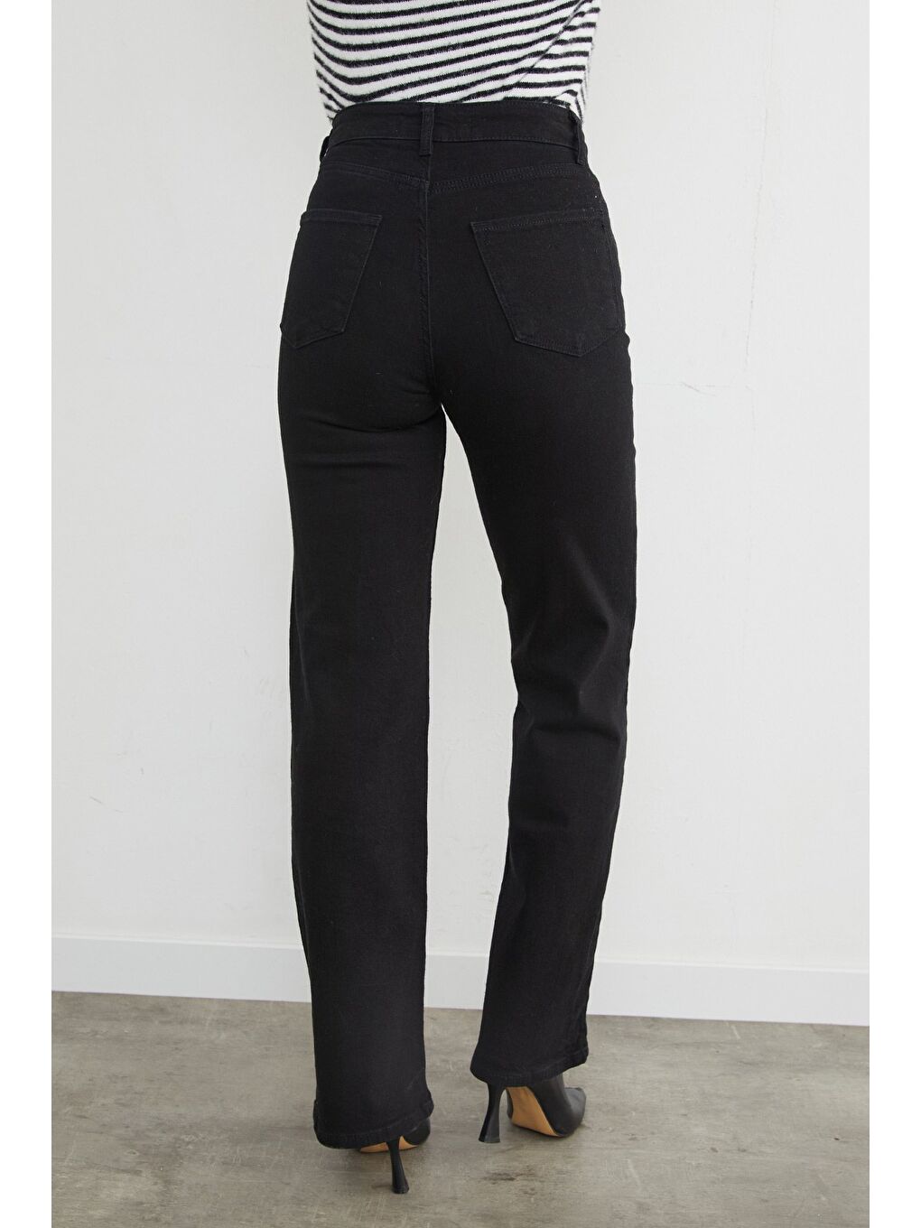 Siyah Elastanlı Palazzo Jean-3
