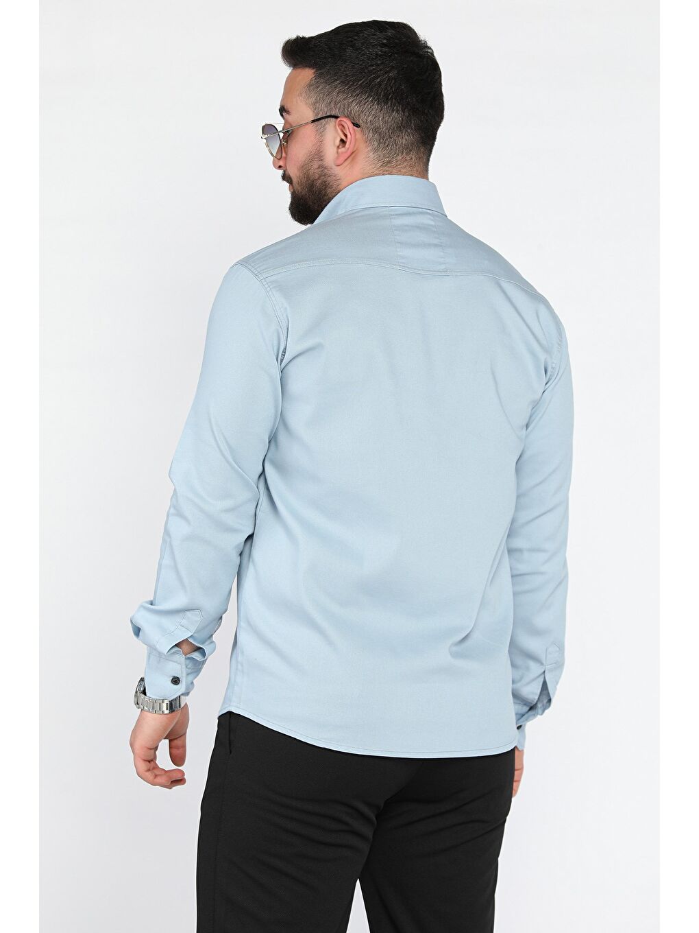 Mavi Erkek Cepli Çıtçıtlı Uzun Kol Gömlek-2
