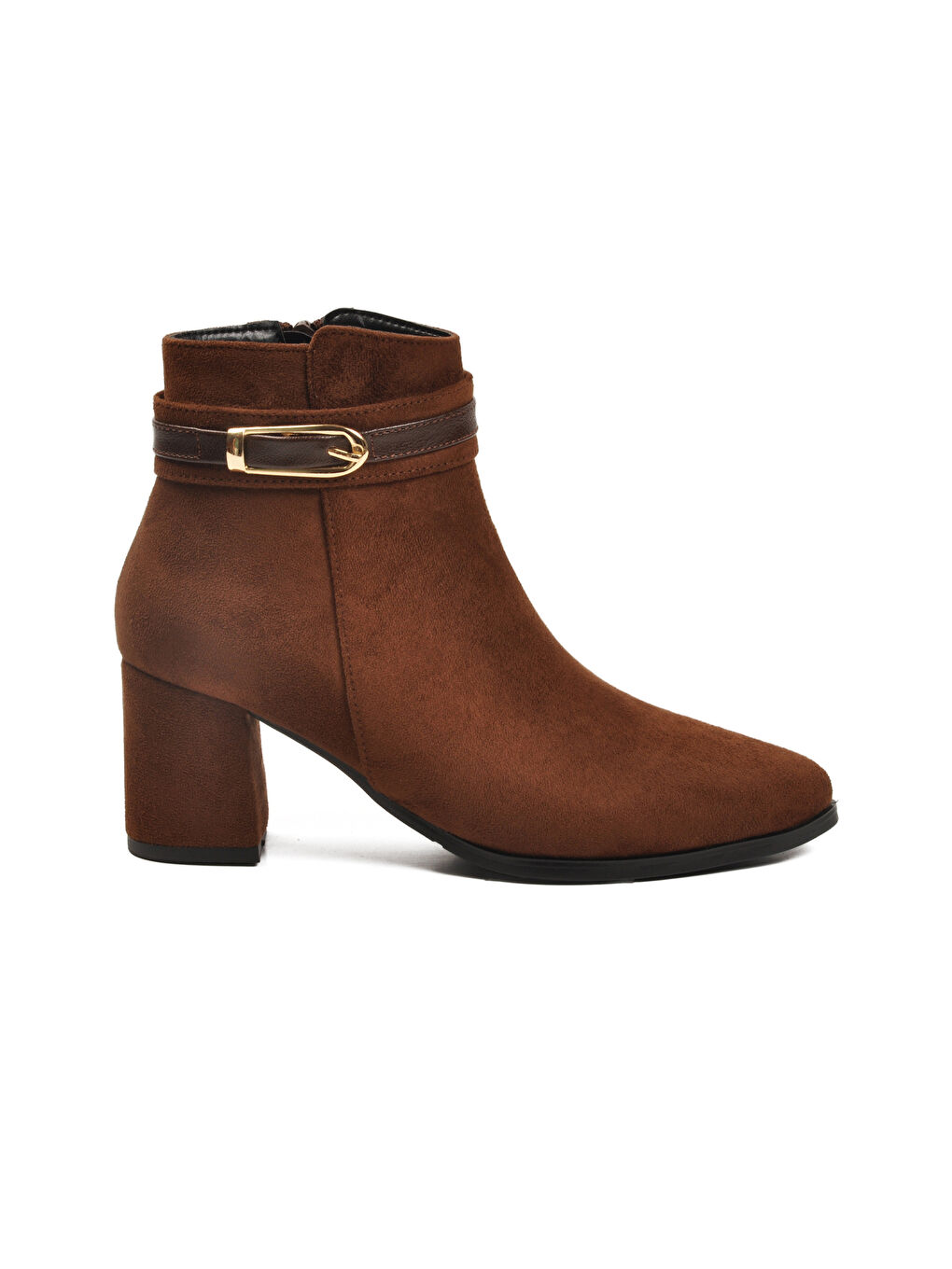 Kahverengi Kahve Süet Fermuarlı İçi Kürklü Kadın Topuklu Bot 547815 Z-1