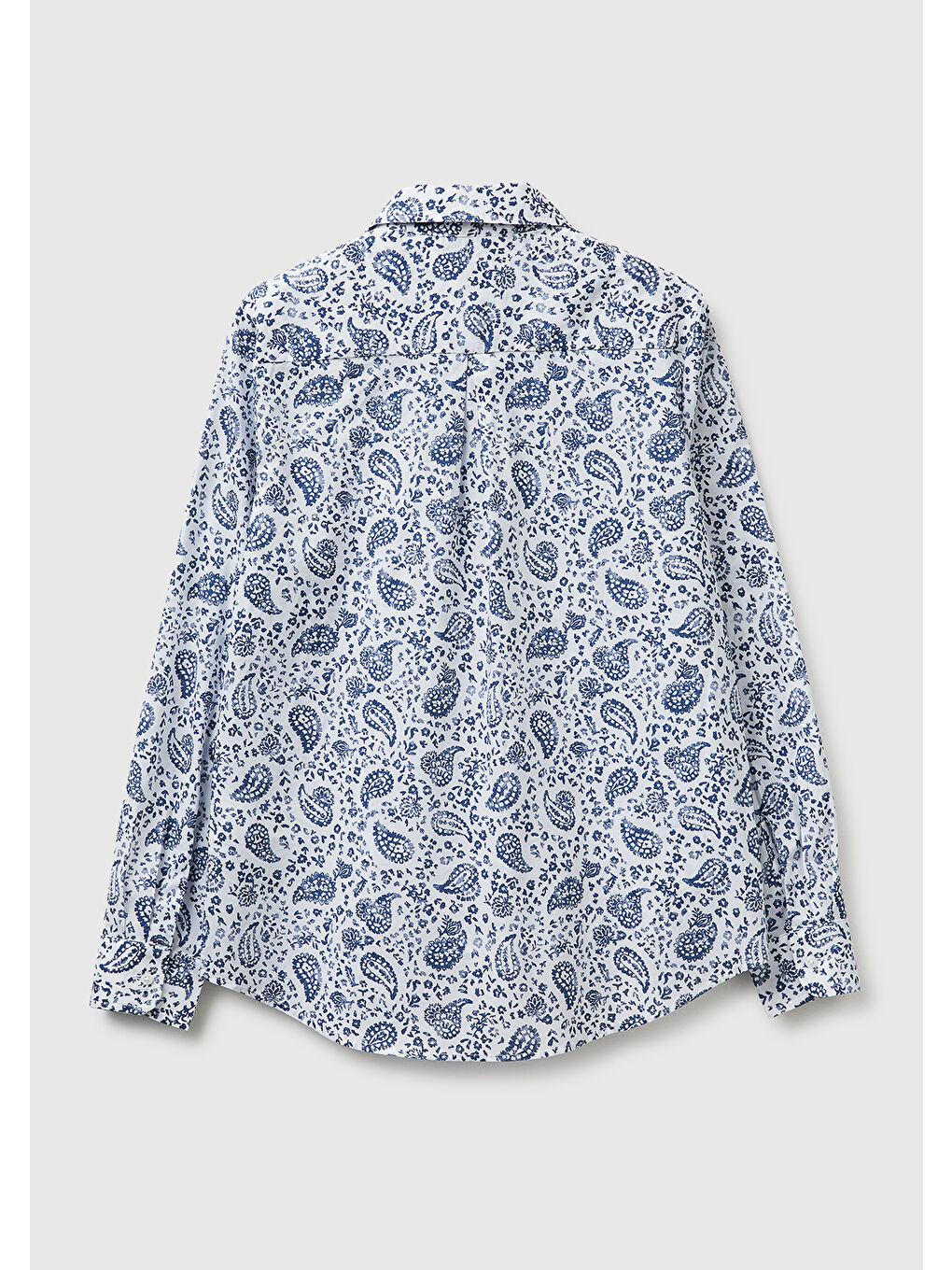 Kadın Açık Mavi %100 Pamuk Desenli  Regular Fit Gömlek-1