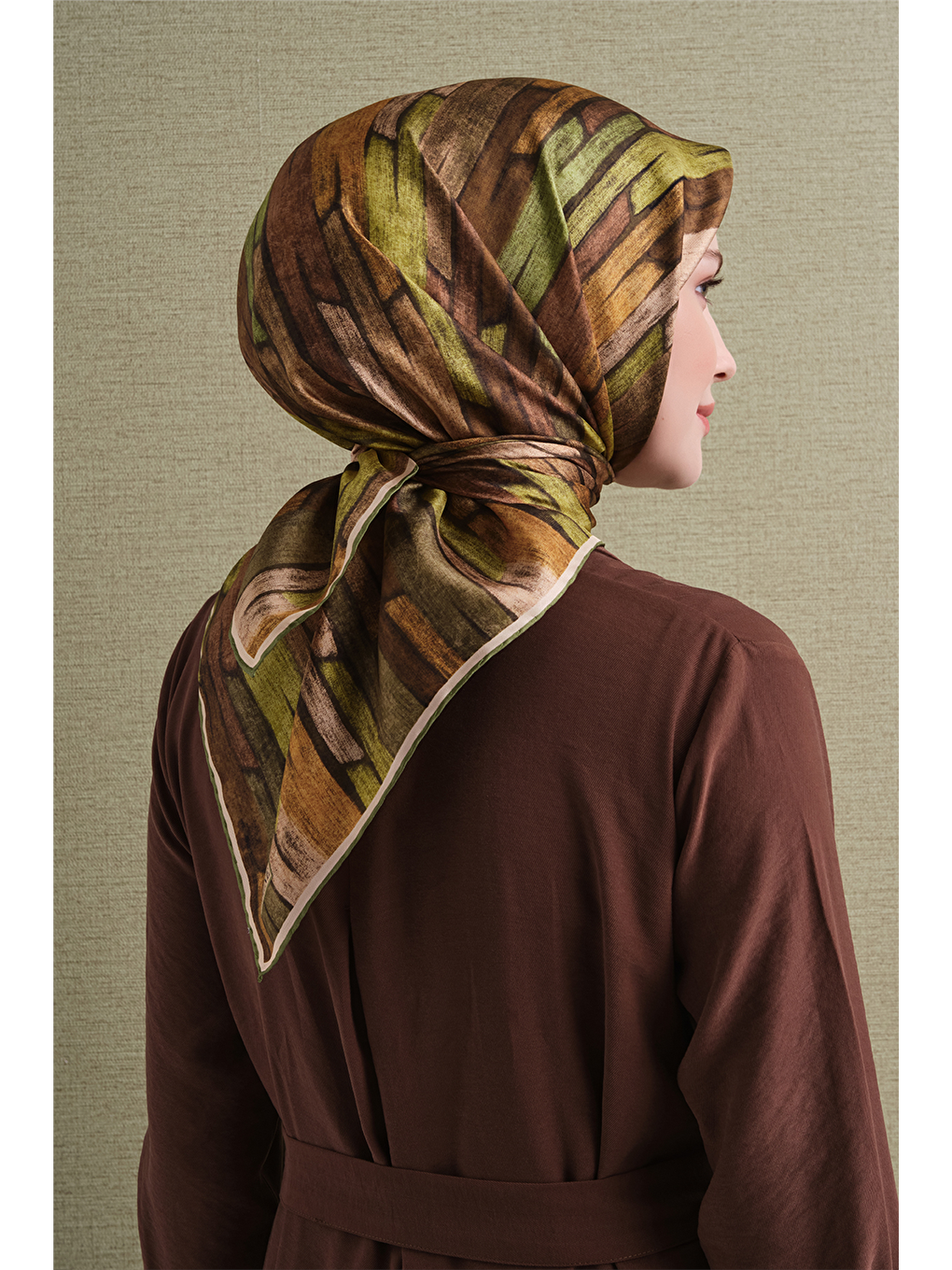 Yeşil Saf İpek Twill Eşarp 9612d 31-3