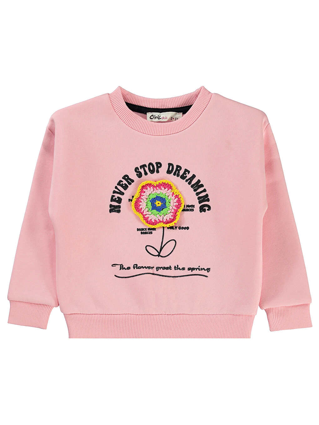 Civil Açık Pembe Girls Kız Çocuk Sweatshirt 2-5 Yaş Açık Pembe